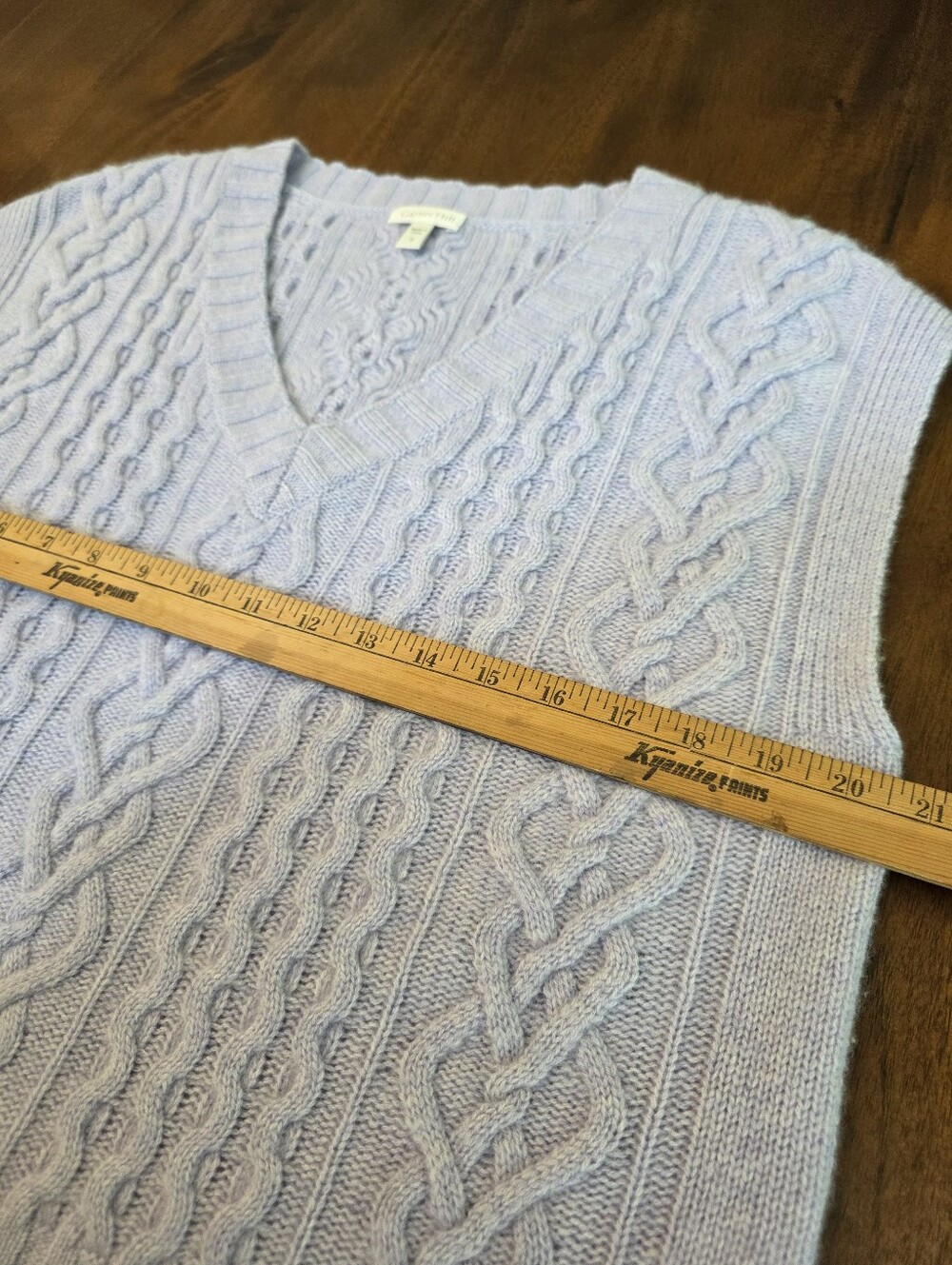 Garnet Hill 100 Cashmere Cable Knit Sweater Vest Sz S Boxy Quiet Luxury Lavender - Picture 4 of 7